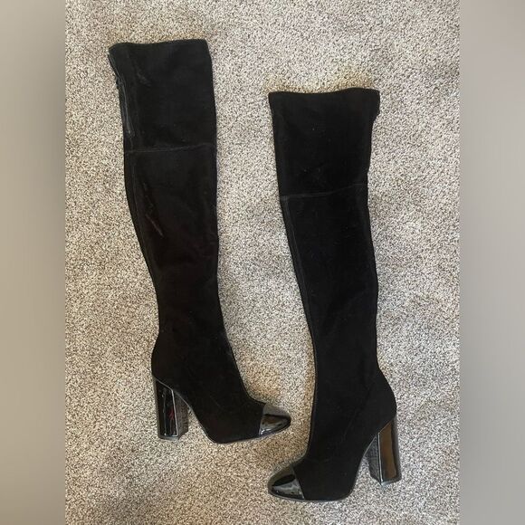 GUESS {6} Over-the-Knee Boots Black Lolo EUC Women’s Velvet Boot - Picture 2 of 10